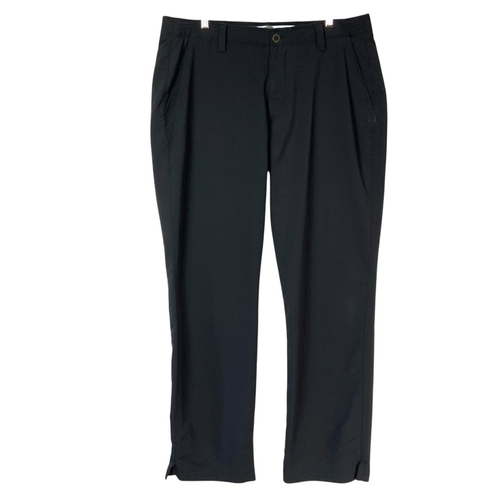 Under Armour Golf Pants Straight Fit Black Solid Performance Khakis 38x32